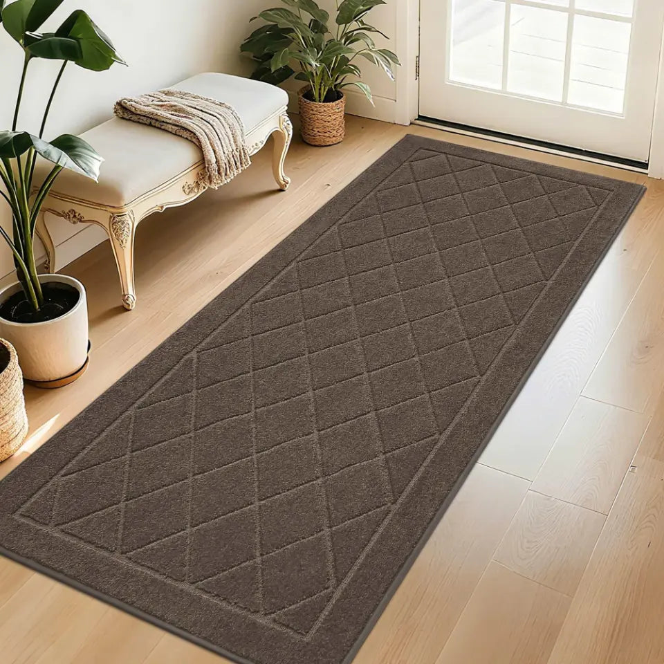 32x72 Light Brown Embossed Diamond Lattice with Border Door Mats
