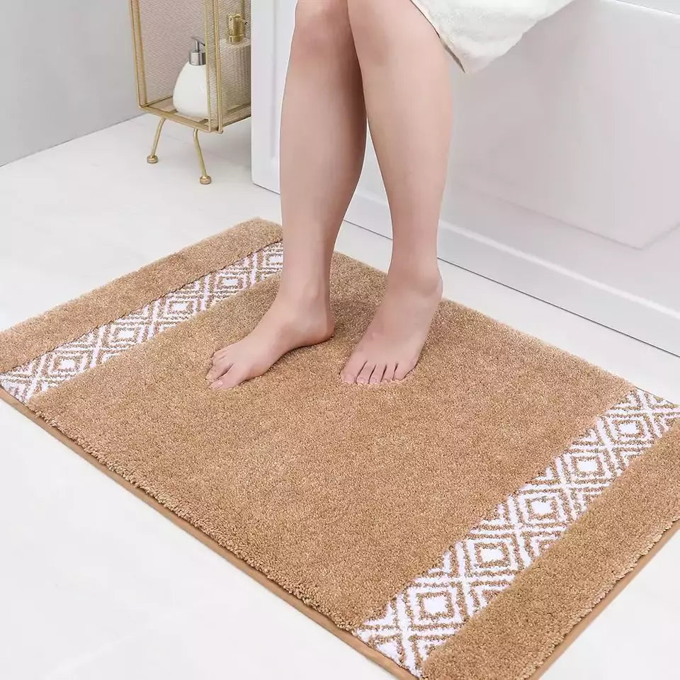 Beige Geometric Tufted Stylish Bath Mats