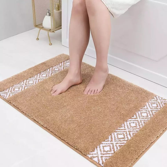 Beige Geometric Tufted Stylish Bath Mats