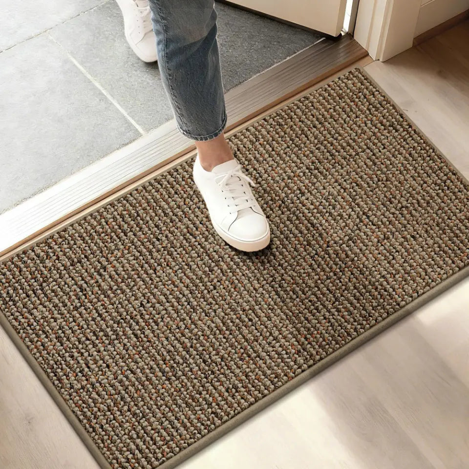 Beige 17x30 Solid Color Dirt Trapper Plain Doormats