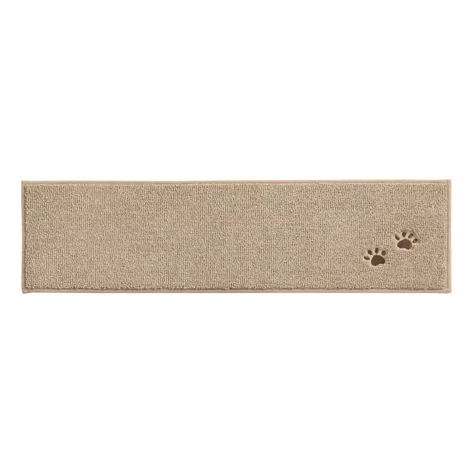 Beige Embroidered Dog Paw Prints Carpet Stair Treads Set