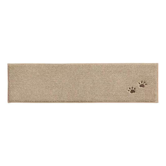 Beige Embroidered Dog Paw Prints Carpet Stair Treads Set