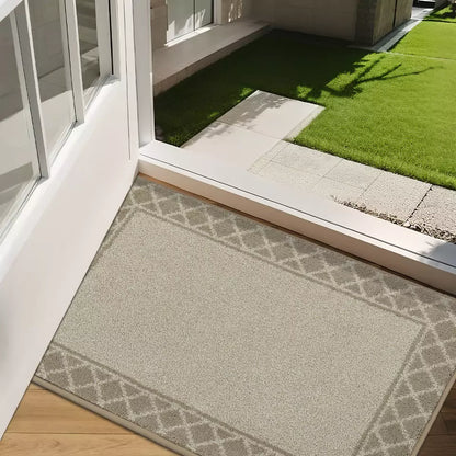 Beige Non Slip Front Door Mat under Door