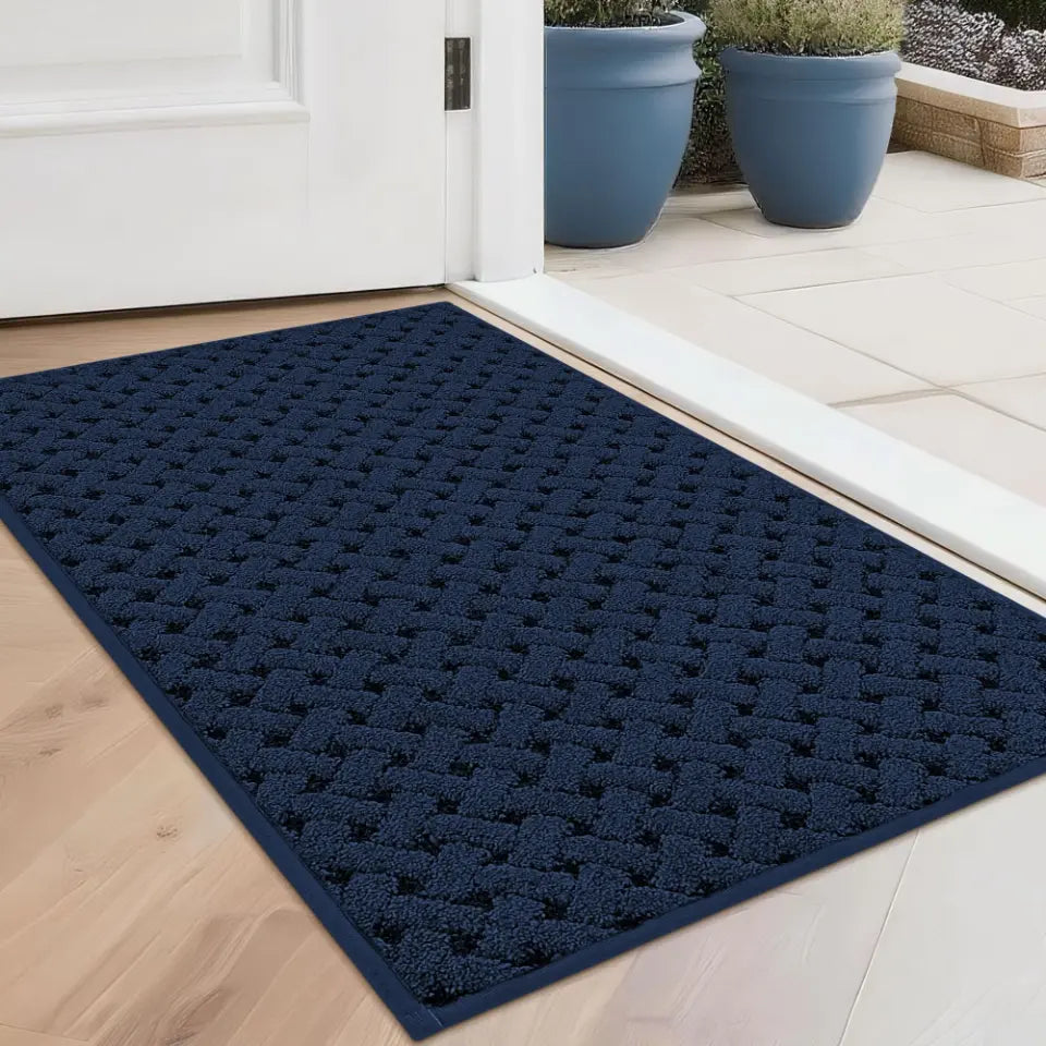 Blue 20x32 Lattice Waffle Durable Mud Doormat