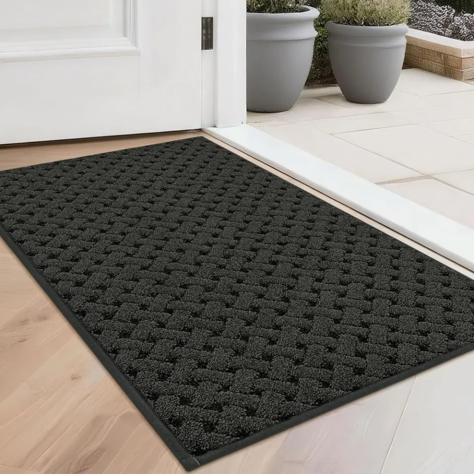 Dark Grey 20x32 Lattice Waffle Durable Mud Doormat