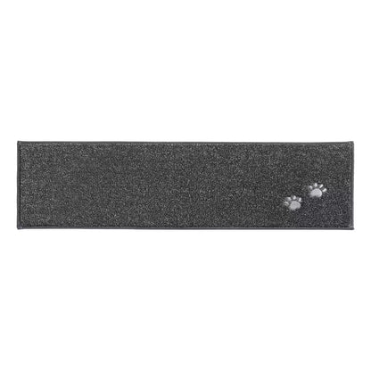 Dark Grey Embroidered Dog Paw Prints Carpet Stair Treads Set