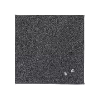 Dark Grey Embroidered Dog Paw Prints Stair Corner Mat