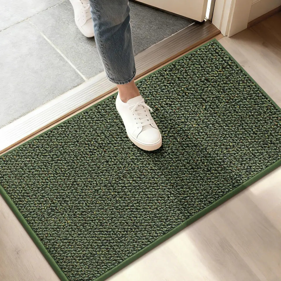 Green 17x30 Solid Color Dirt Trapper Plain Doormats