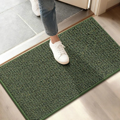 Green 17x30 Solid Color Dirt Trapper Plain Doormats