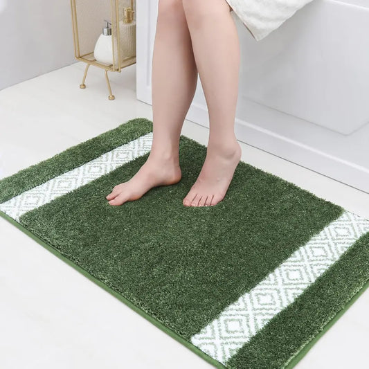 Green Geometric Tufted Stylish Bath Mats