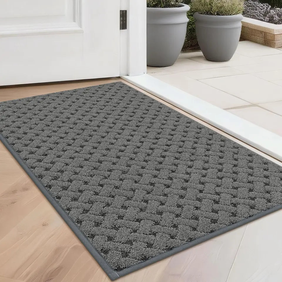 Grey 20x32 Lattice Waffle Durable Mud Doormat