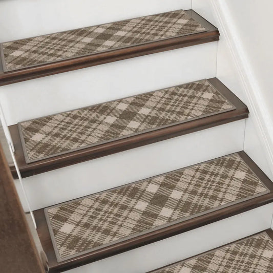 Grey and Brown Modern Diamond Patterns Stair Mats Set