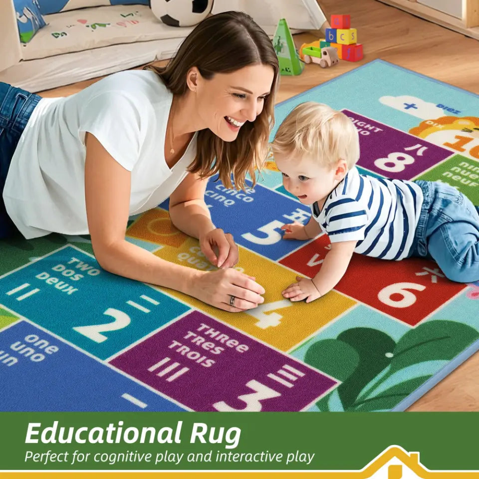 Hopscotch Game Rug for Playroom Floor