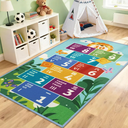Hopscotch Game Rug in Playroom