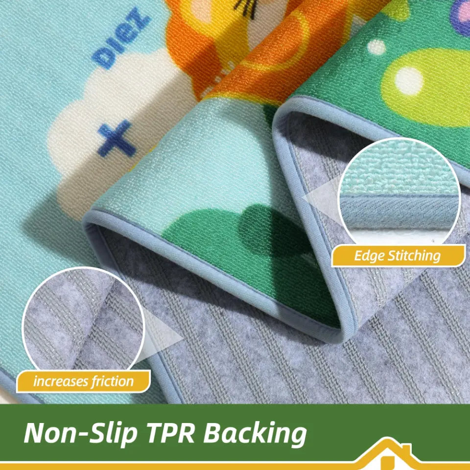 Hopscotch Game Rug with Non-Slip TPR Backing