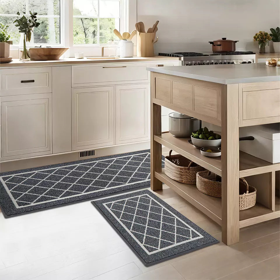 Kitchen Printed Non Slip Carpet in Front of Sink