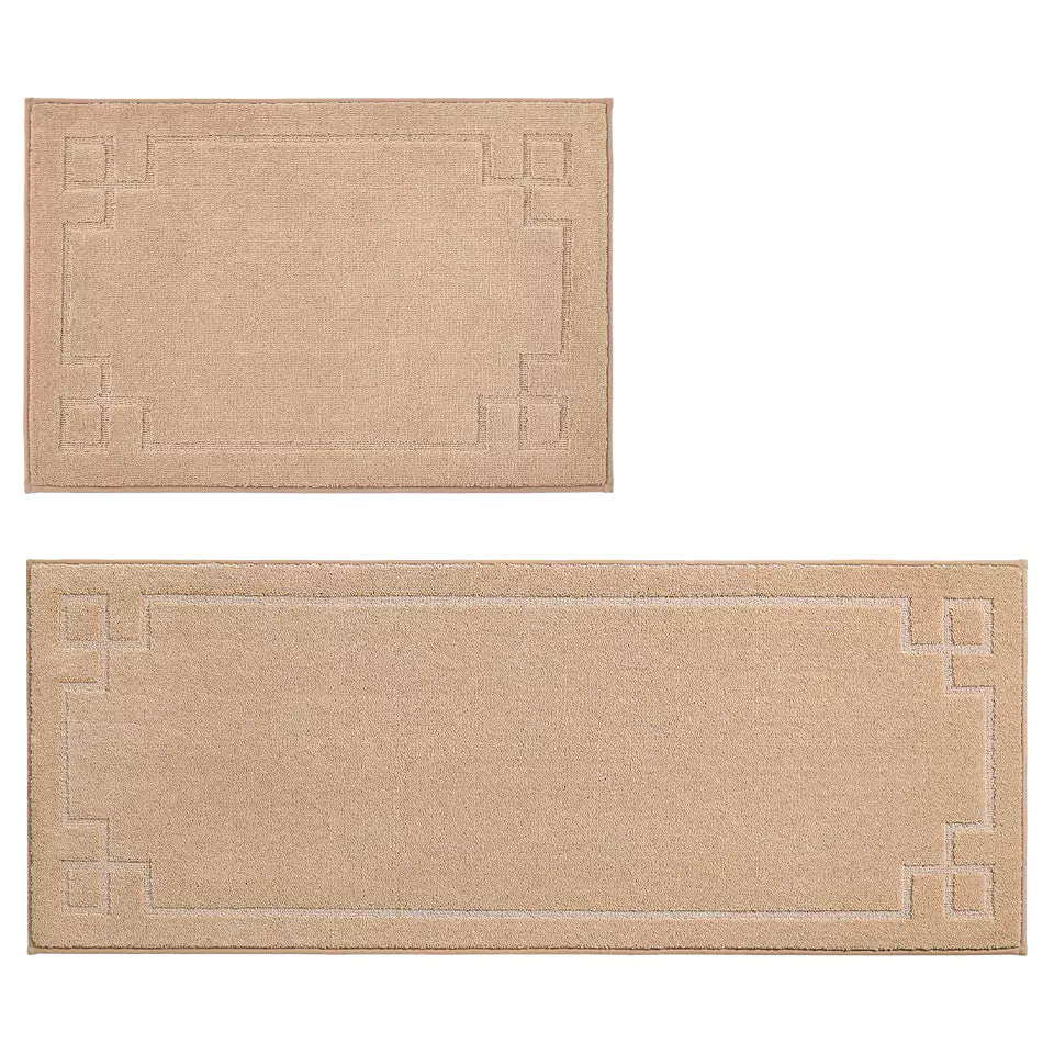 Large Beige Classic Framed Large Kitchen Rugs Set