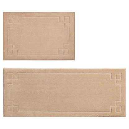 Large Beige Classic Framed Large Kitchen Rugs Set
