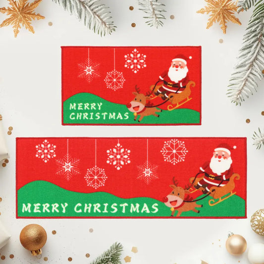 Santa Claus Christmas Kitchen Mat Sets