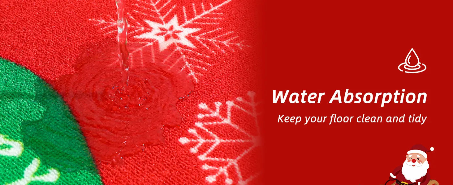 Santa Claus Christmas Kitchen Mat Sets which Super Absorbent Water