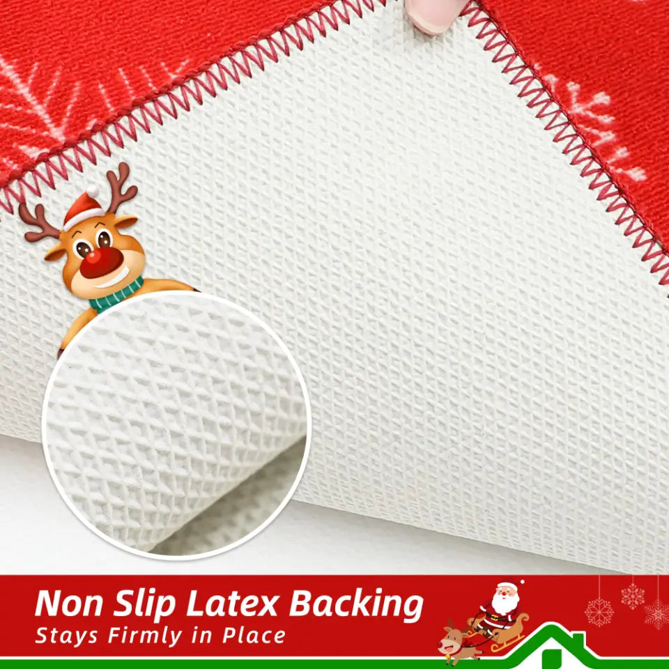 Santa Claus Christmas Kitchen Mat Sets with Non Slip Latex Backing