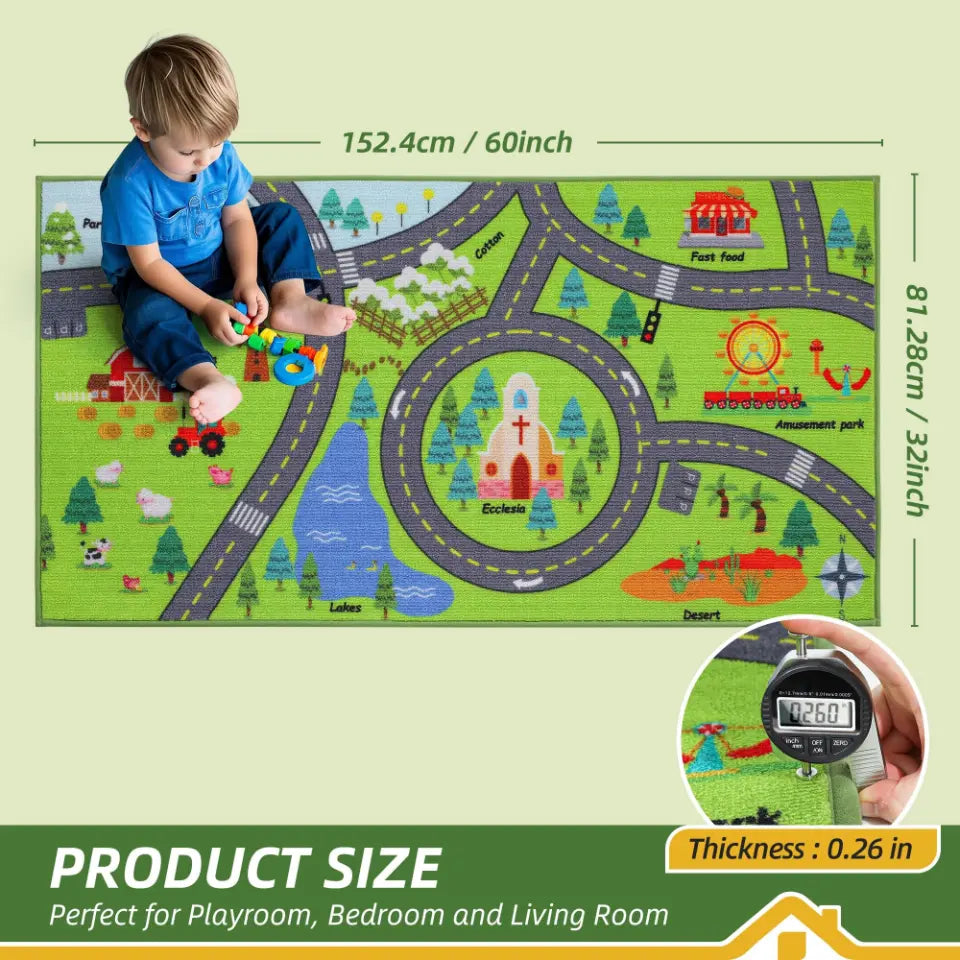 Size Dimension of 32x60 Car City Play Rug