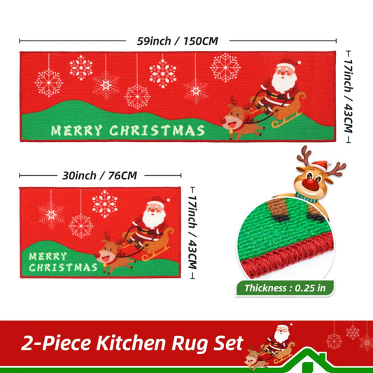 Size Dimension of Santa Claus Christmas Kitchen Mat Sets