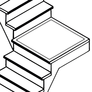 Size Reference Diagram - Corner Stair Treads Usage Scenario