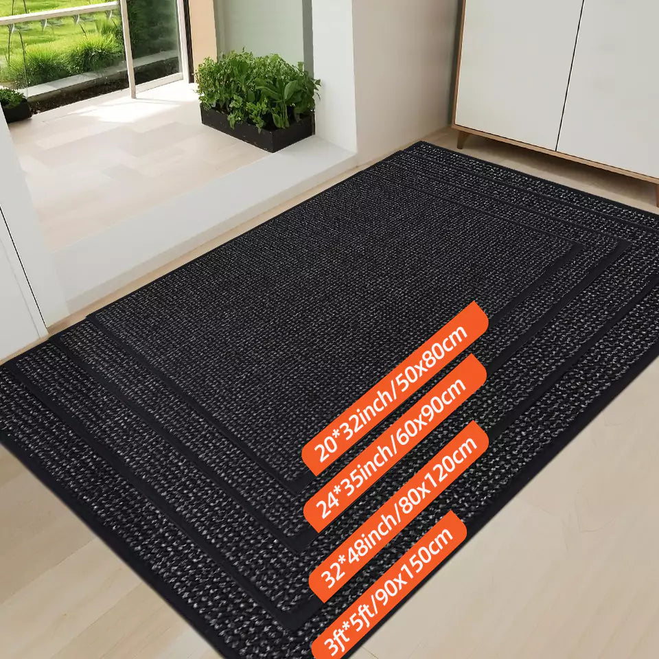 Size of Black Solid Color Dirt Trapper Plain Doormats