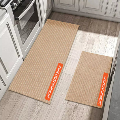 Size of Beige Horizontal Striped Kitchen Area Rugs Set