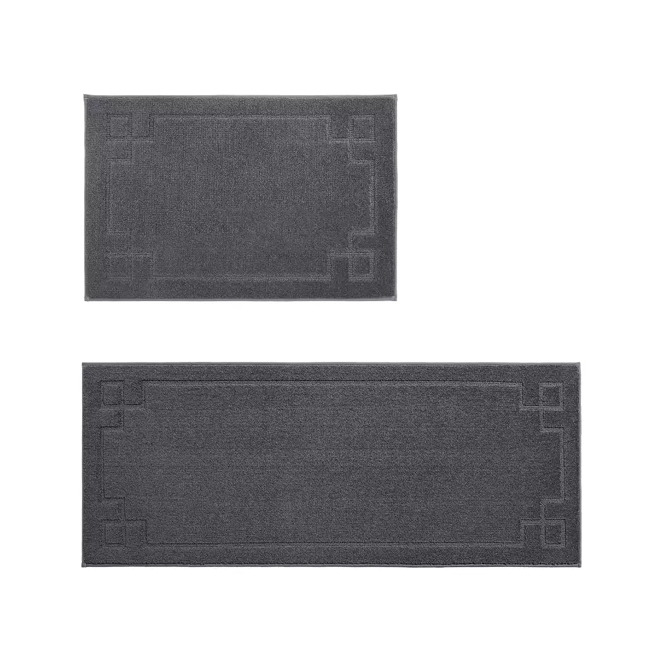 Small Dark Grey Classic Framed Large Kitchen Rugs Set