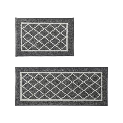 Small Grey Geometric Kitchen Rugs Set
