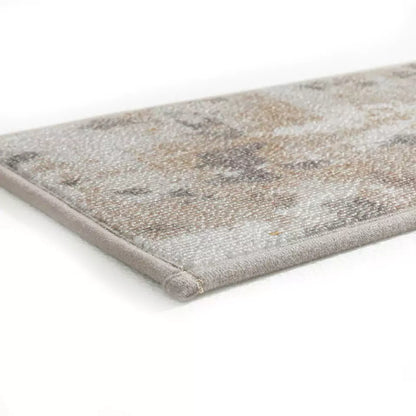 Thickness Details of Beige and Grey Floral Patterns Carpet Stair Treads Set