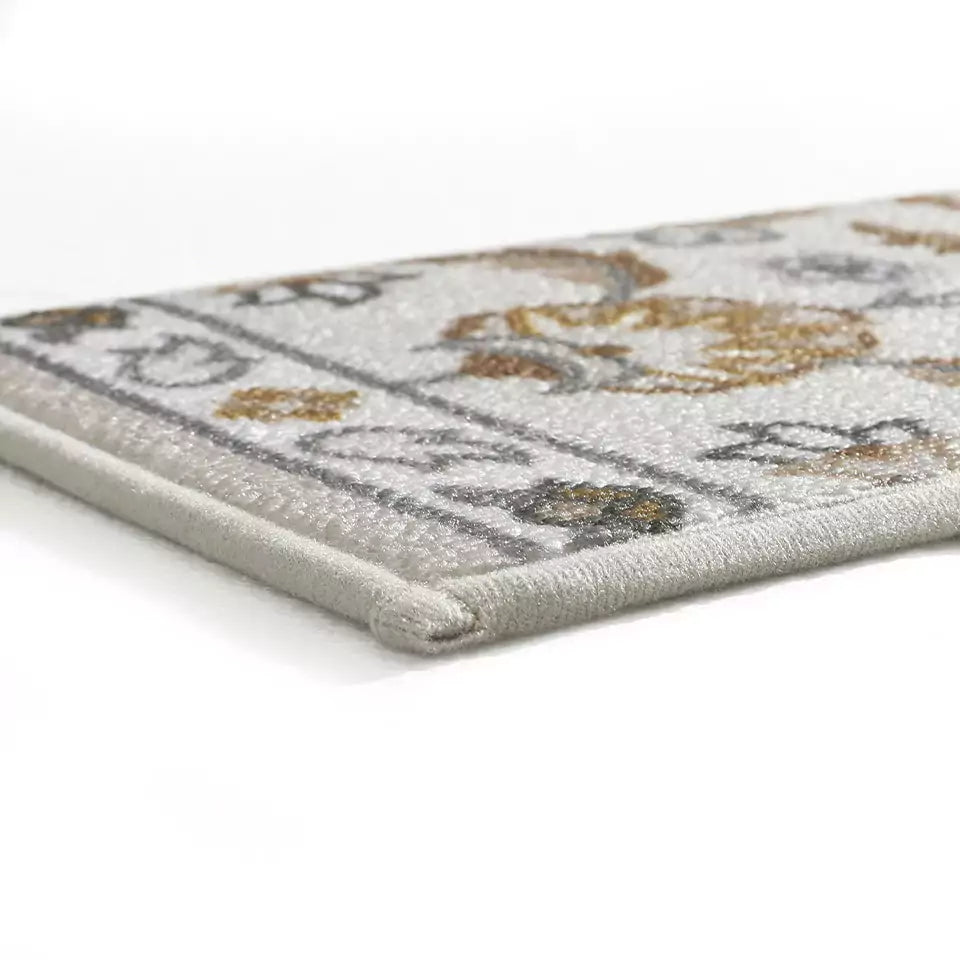 Thickness Details of Brown and Grey Floral Patterns Carpet Stair Treads Set