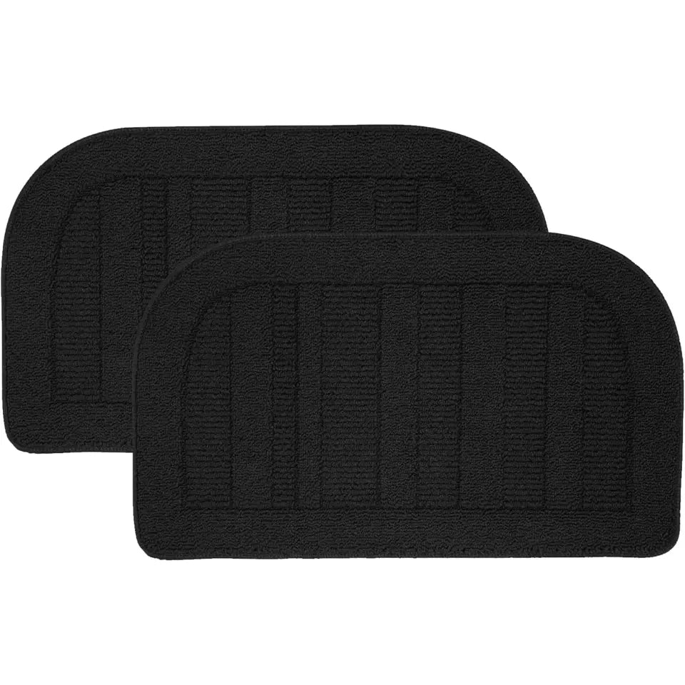 Two Black D Shaped Small Area Rugs Set for Kitchen