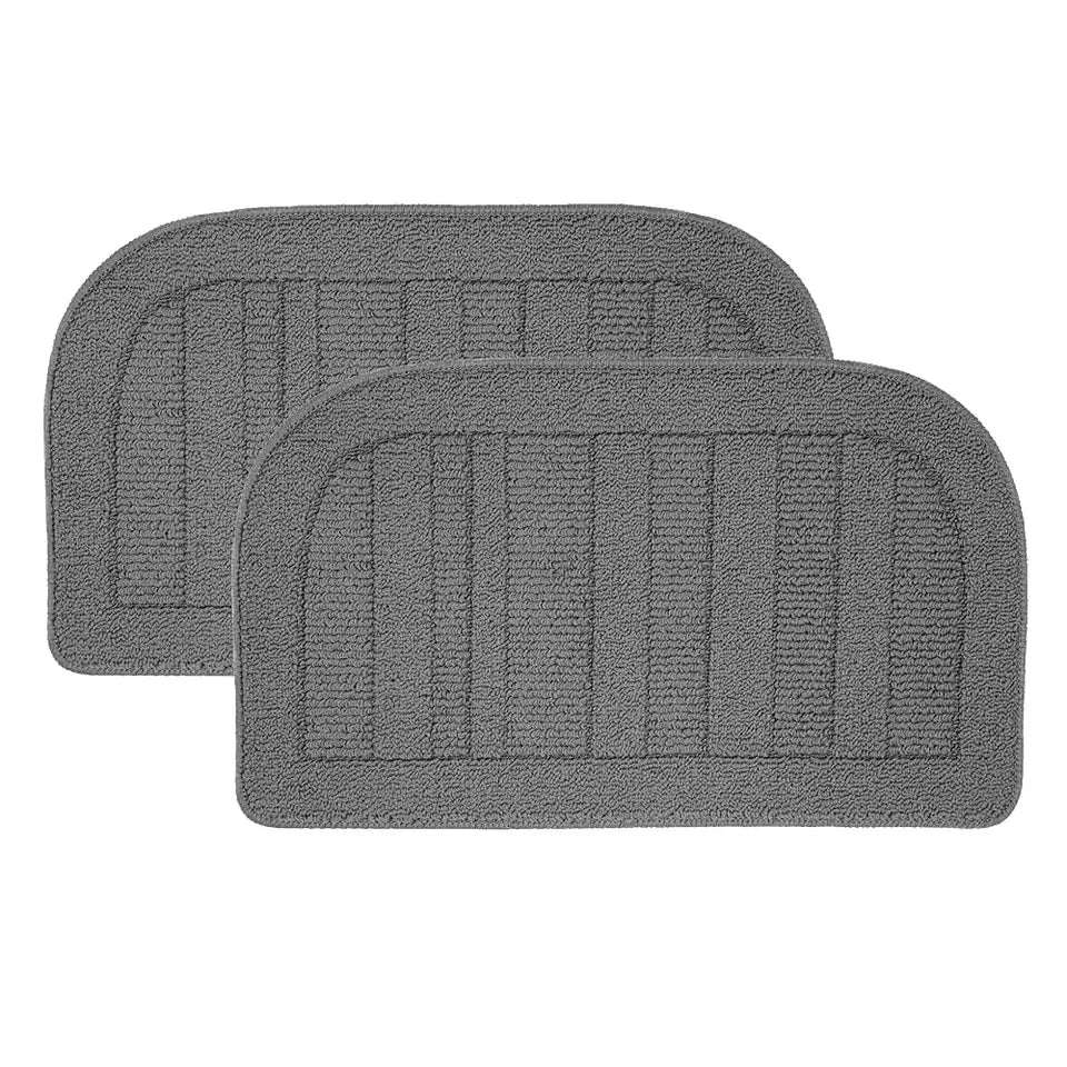 Two Grey Semicircular Small Area Rugs Set for Kitchen