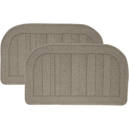 Two Taupe Semicircular Small Area Rugs Set for Kitchen